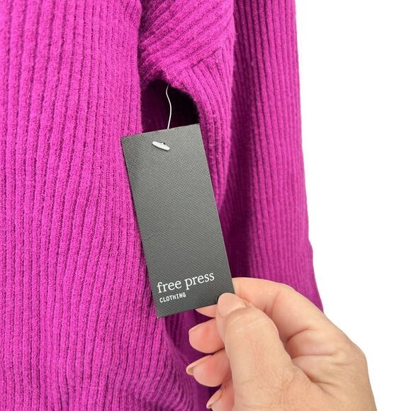 Free Press Sweater Women Small Purple Pullover Long Sleeve VNeck Knit Soft AS IS - Picture 5 of 13